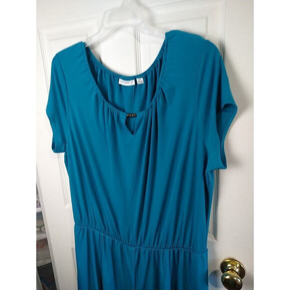 Susan Graver Aqua Shift Shorts Lined beaded VNeck Dress. Size 1XP - Picture 2 of 13